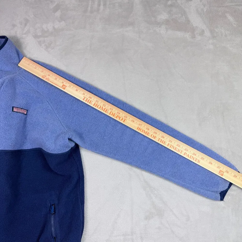 Vineyard Vines Blue Color Block Polar Fleece Half Zip Womens XL